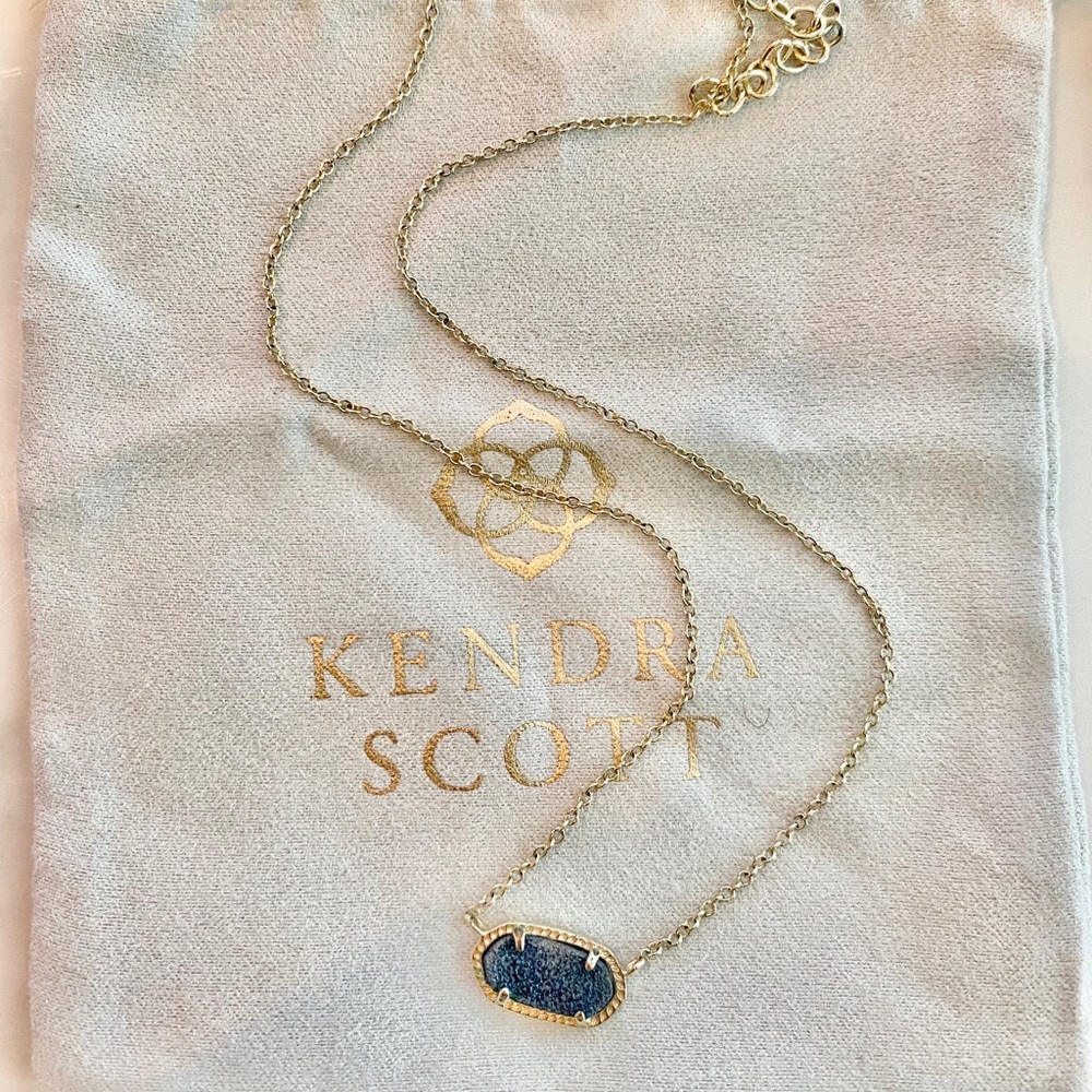 Kendra Scott Elisa Gold Necklace in Black Drusy